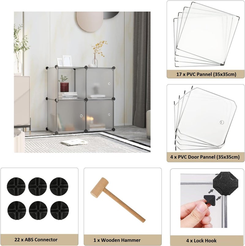 HOME CUBE Collapsible Wardrobe Organizer with Door 4 Cube Storage Organizer Closet Organizer for Clothes Book Toys Stackable Detachable Wardrobe Organizer for Living Room Bedroom WR3009A - Image 2