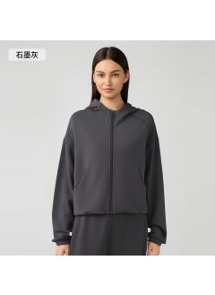 Generic Autumn Winter Hooded Zip Cardigan Casual Sweatshirt Women Graphite gray 