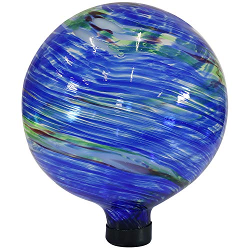 Sunnydaze 10Inch Gazing Ball for Garden  Glass Gazing Globe for Outside  Garden Orb Yard Decor  Northern Lights
