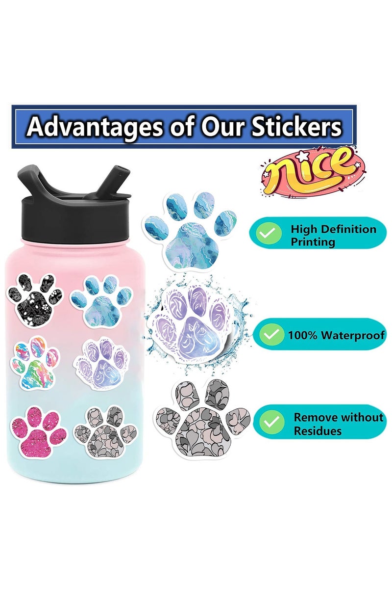 قوس قزح أورينبو ملصقات بصمات المخالب، 50 قطعة، ملصقات مخالب حيوانات ملونة لطيفة لزجاجة الماء والكمبيوتر المحمول ودفتر القصاصات ولوح التزلج والدراجات والسيارات والجيتار والكمبيوتر، ملصقات مخالب الكلاب والقطط المقاومة للماء للمراهقين والأطفال والبالغين - Image 2