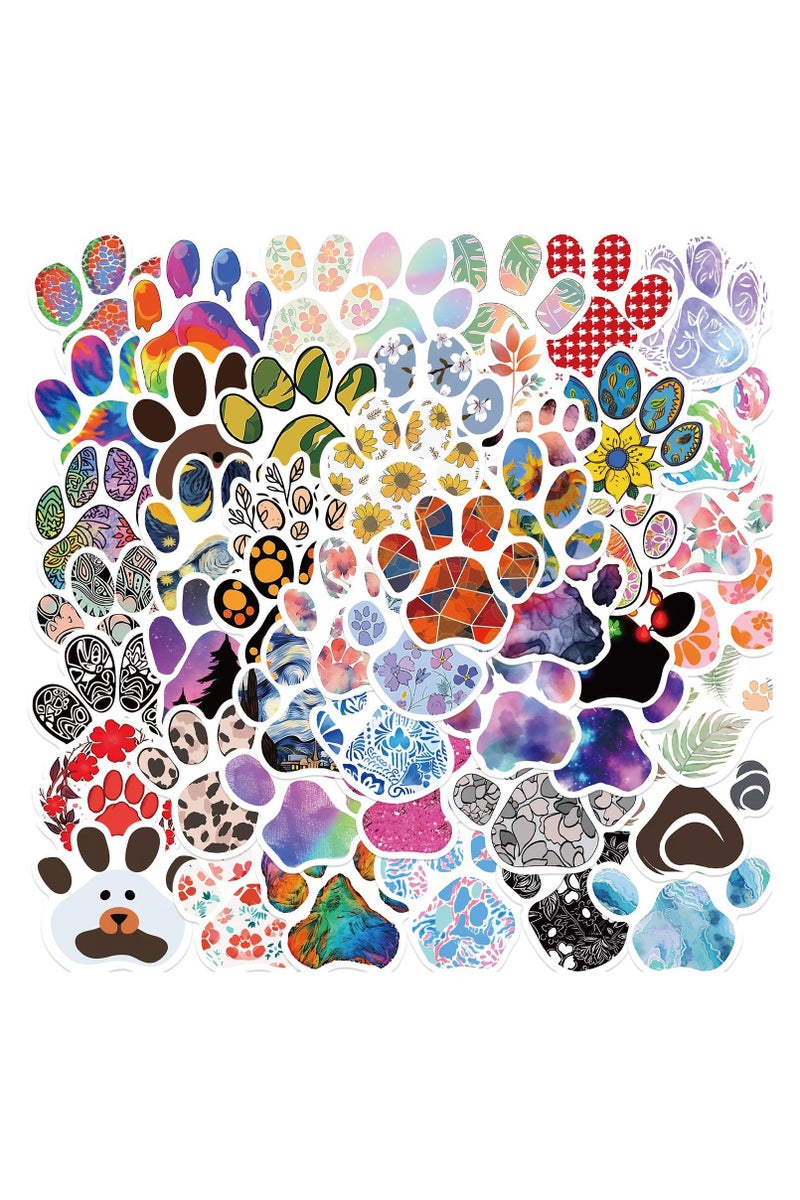 قوس قزح أورينبو ملصقات بصمات المخالب، 50 قطعة، ملصقات مخالب حيوانات ملونة لطيفة لزجاجة الماء والكمبيوتر المحمول ودفتر القصاصات ولوح التزلج والدراجات والسيارات والجيتار والكمبيوتر، ملصقات مخالب الكلاب والقطط المقاومة للماء للمراهقين والأطفال والبالغين - Image 1