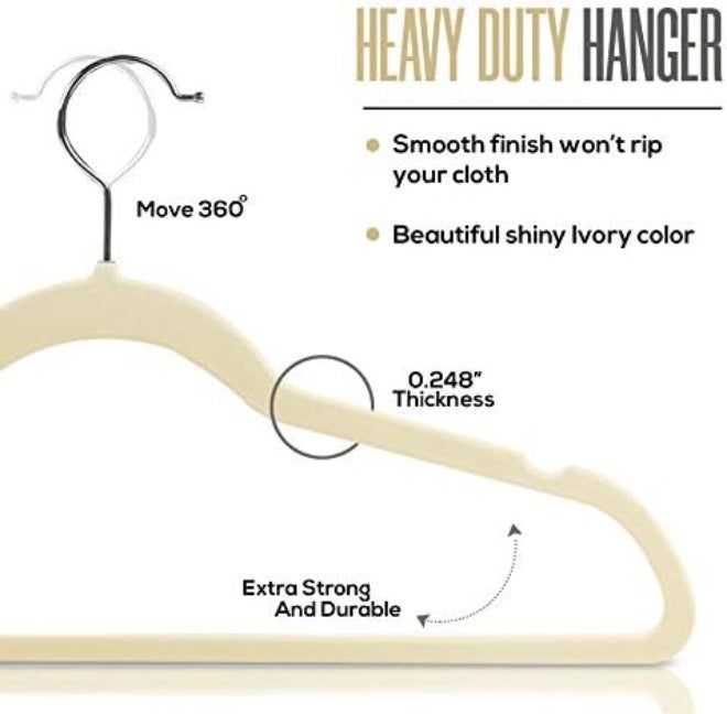 Utopia Home Premium Velvet Hangers 50 Pack - Non-Slip & Durable Clothes Hangers - Black Hangers with 360 Degree Rotatable Hook - Heavy Duty Coat  Hangers - Image 4