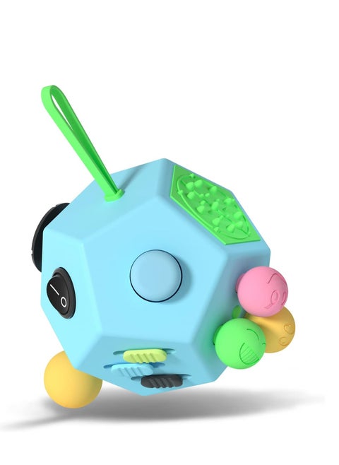 12-Side Fidget Cube Relieves Stress and Anxiety Anti Depression Cube for Children and Adults with ADHD ADD OCD Autism (B3 Blue Sky)