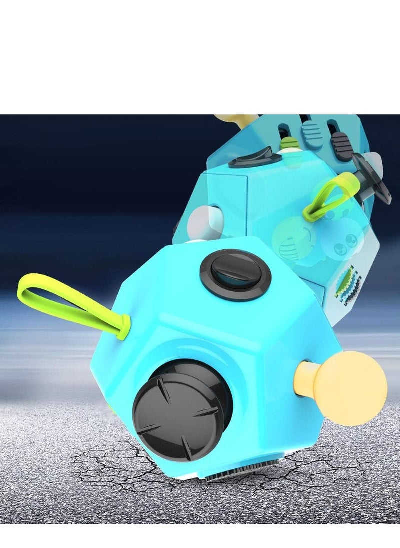 Furtey - 12-Side Fidget Cube Relieves Stress and Anxiety Anti Depression Cube for Children and Adults with ADHD ADD OCD Autism (B3 Blue Sky) - Image 1