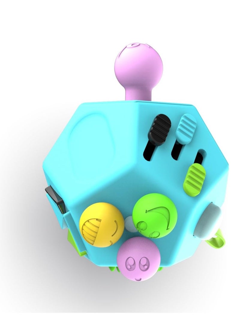 Furtey - 12-Side Fidget Cube Relieves Stress and Anxiety Anti Depression Cube for Children and Adults with ADHD ADD OCD Autism (B3 Blue Sky) - Image 1