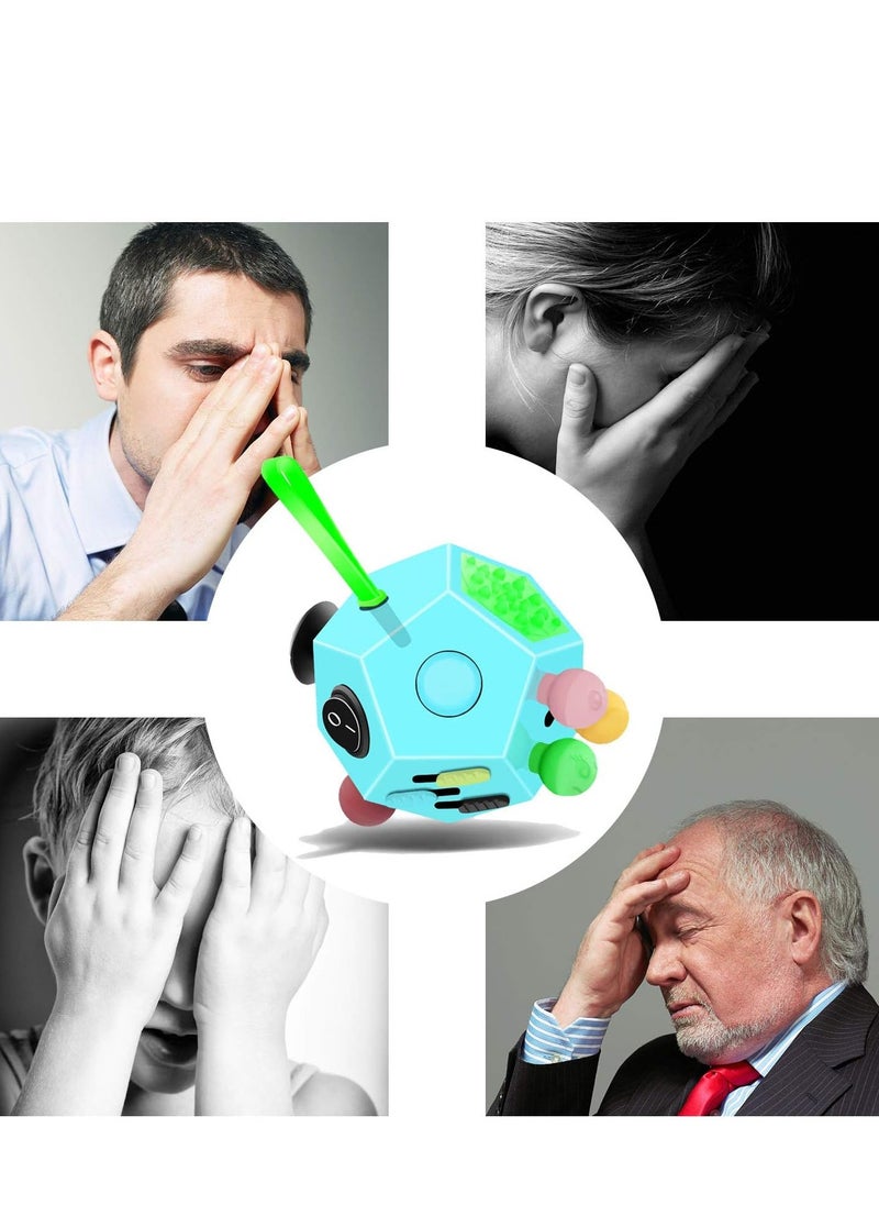 Furtey - 12-Side Fidget Cube Relieves Stress and Anxiety Anti Depression Cube for Children and Adults with ADHD ADD OCD Autism (B3 Blue Sky) - Image 1