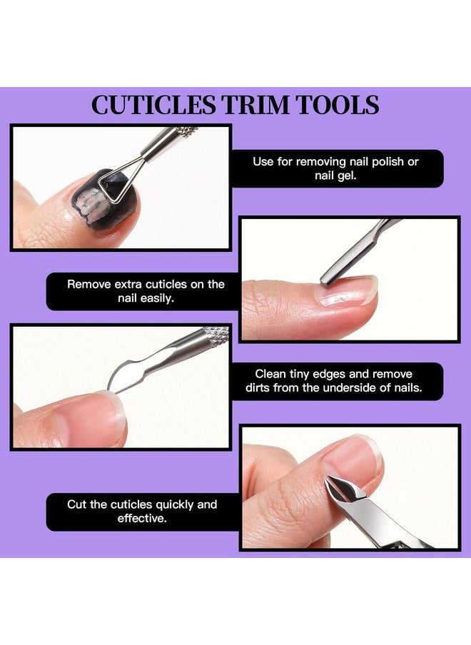 FANDAMEI Manicure And Pedicure Tools Kit Nail Files 100/180 Nail Buffer Block Nail Cuticle Nippers Cuticle Pusher Cuticle Peeler Nail Lifter For Ingrown Toenails Toenail File Nail Brush  - Image 4