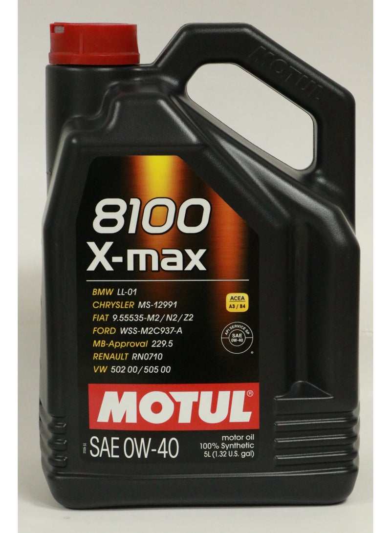 Motul 8100 X-Max 0W-40 Synthetic Motor Oil - 5 Liter