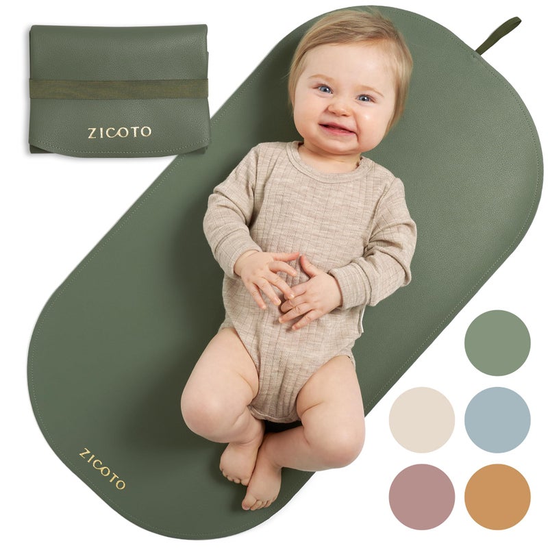 ZICOTO Beautiful Baby Diaper Changing Mat Made of Vegan Leather - Soft and Easy to Wipe Changing Pad for Travel or at Home Use - Lightweight and Foldable Mat That Perfectly Fits Into Any Diaper Bag - Image 1