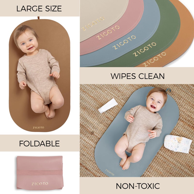 ZICOTO Beautiful Baby Diaper Changing Mat Made of Vegan Leather - Soft and Easy to Wipe Changing Pad for Travel or at Home Use - Lightweight and Foldable Mat That Perfectly Fits Into Any Diaper Bag - Image 5
