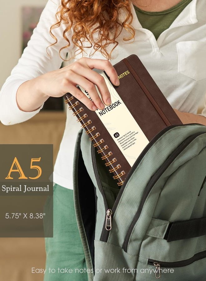 PAPEJOON Graph Spiral Journal Notebook, A5 Hardcover Spiral Journals for Women Men, 100 GSM Graph Paper Notebooks, 150 Pages Spiral Bound Grid Notebook for Writing Note Taking Work 5.75" x 8.38", Dark Brown - Image 3