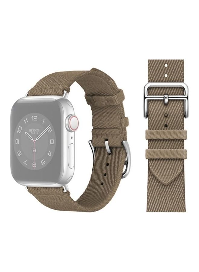 نيبمينينت سوار معصم بديل من النايلون المضفر بلونين لساعة أبل ووتش سيريز 1/ 2/ 3/ 4/ 5/ 6/ 7/ SE مقاس 38-40-41 مم الكاكي الفاتح - Image 1