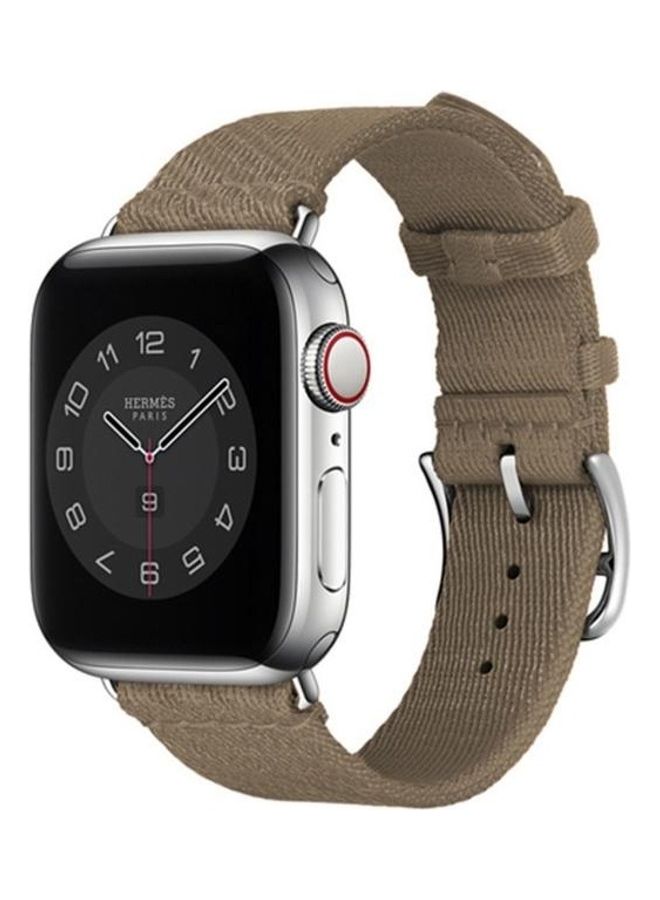 نيبمينينت سوار معصم بديل من النايلون المضفر بلونين لساعة أبل ووتش سيريز 1/ 2/ 3/ 4/ 5/ 6/ 7/ SE مقاس 38-40-41 مم الكاكي الفاتح - Image 3