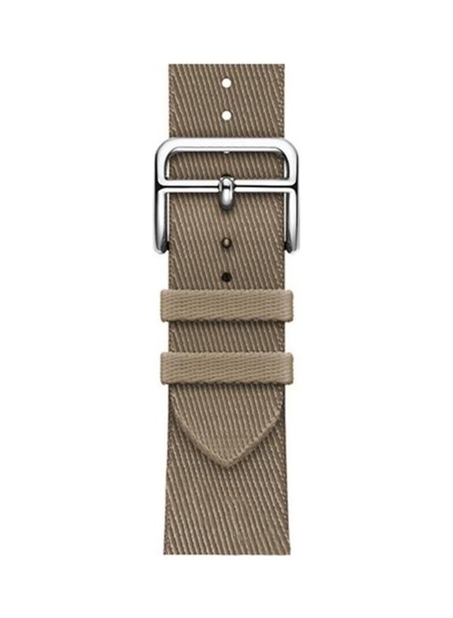 نيبمينينت سوار معصم بديل من النايلون المضفر بلونين لساعة أبل ووتش سيريز 1/ 2/ 3/ 4/ 5/ 6/ 7/ SE مقاس 38-40-41 مم الكاكي الفاتح - Image 2