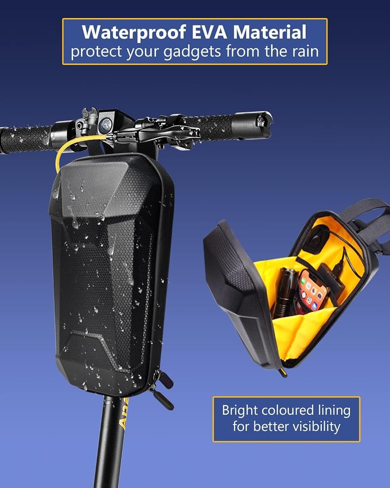 SYNAGY Scooter Storage Bag with USB Charging Port, Electric Scooter Handlebar Bags for Escooter, Electric Bike, Ebike, Waterproof Hard Shell, 4L - Image 2