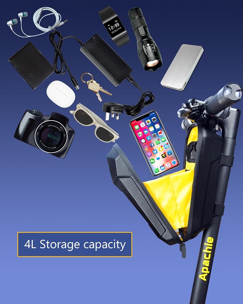 SYNAGY Scooter Storage Bag with USB Charging Port, Electric Scooter Handlebar Bags for Escooter, Electric Bike, Ebike, Waterproof Hard Shell, 4L - Image 3