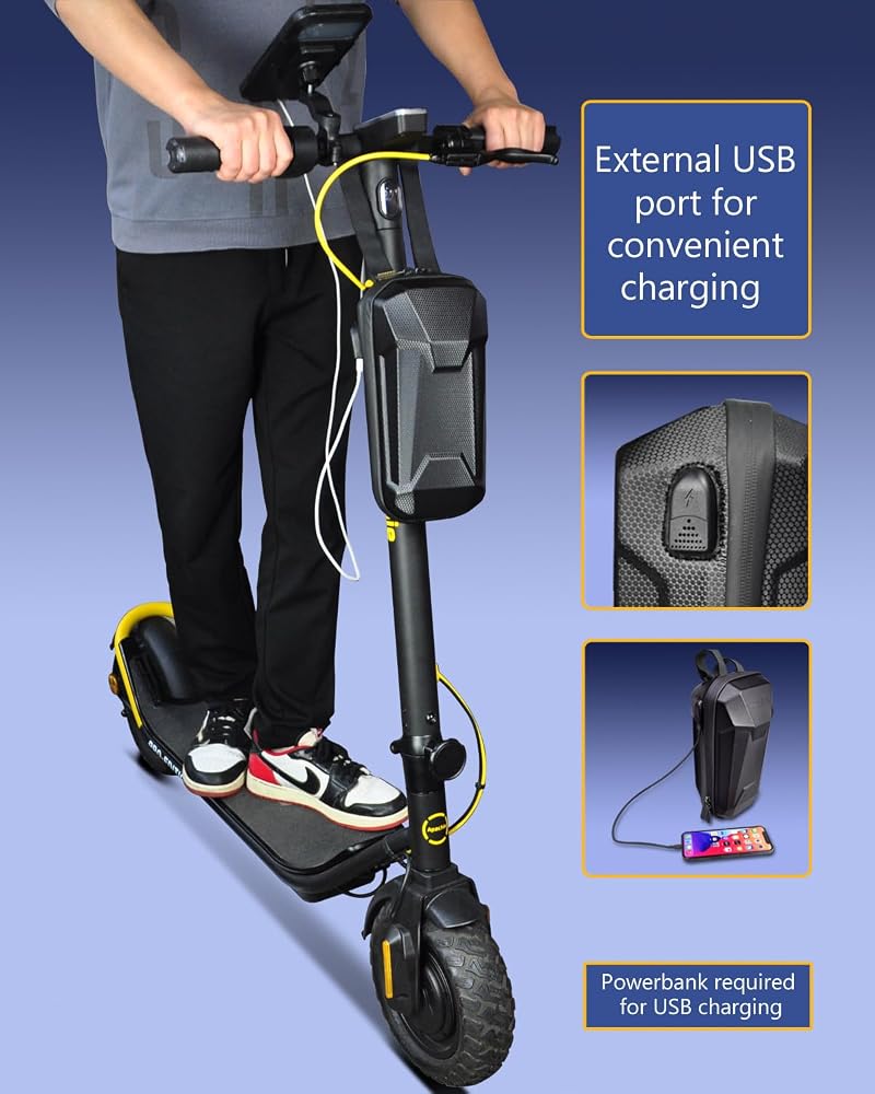 SYNAGY Scooter Storage Bag with USB Charging Port, Electric Scooter Handlebar Bags for Escooter, Electric Bike, Ebike, Waterproof Hard Shell, 4L - Image 4