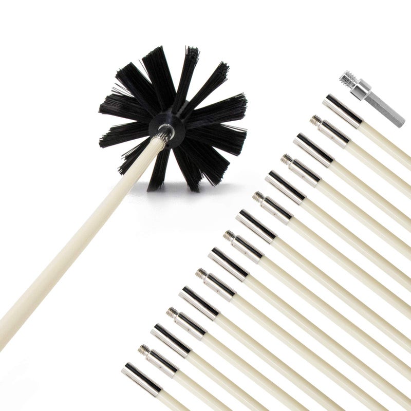 SJSJSUIT Dryer Vent Cleaner Kit Lint Remover Flexible Reusable Strong Nylon Rods Extends Up to 20 Feet Lint Brush Head Cleaning Duct Pipes Use with or Without Power Drill 