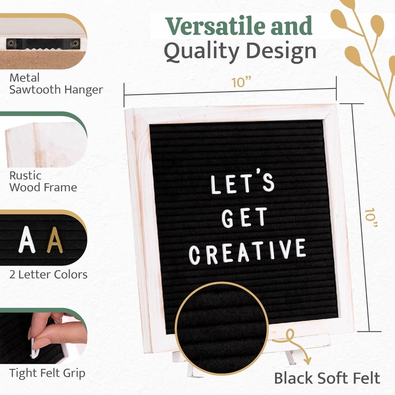 Destop Felt Letter Board with Stand,10x10 inch Changeable Letterboard and Message Board,Letter Board Sign Include 792PCS Precut Letters - Image 2