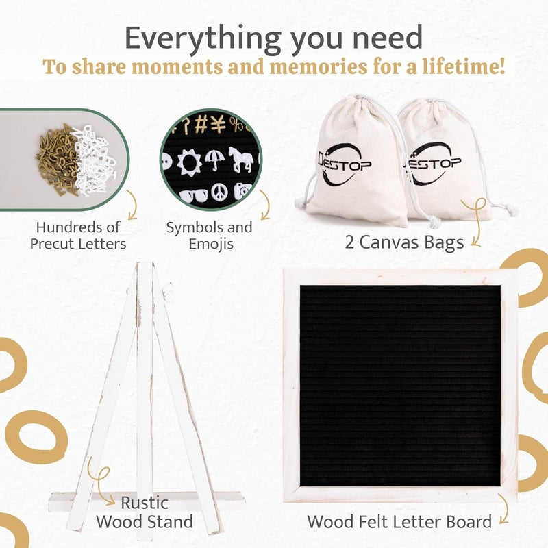 Destop Felt Letter Board with Stand,10x10 inch Changeable Letterboard and Message Board,Letter Board Sign Include 792PCS Precut Letters - Image 3