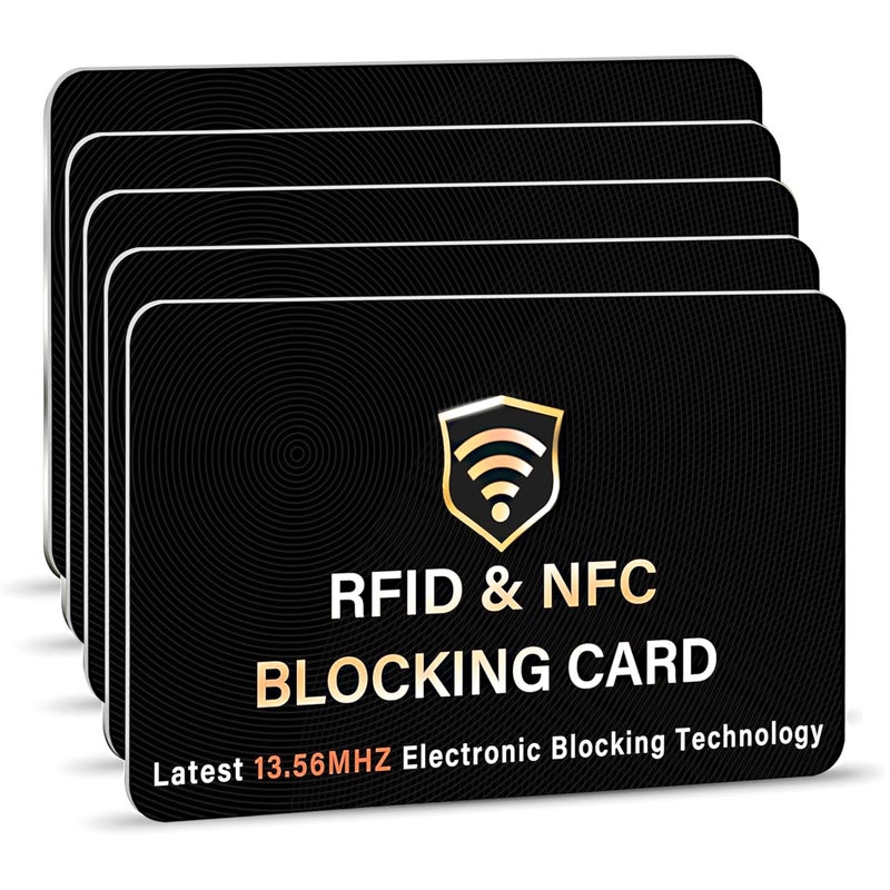 SaiTech IT 5 Pack RFID Blocking Card, One Card Protects Entire Wallet Purse, NFC Contactless Bank Debit Credit Card Protector ID ATM Guard Card Blockerâ€“(Black) - Image 1