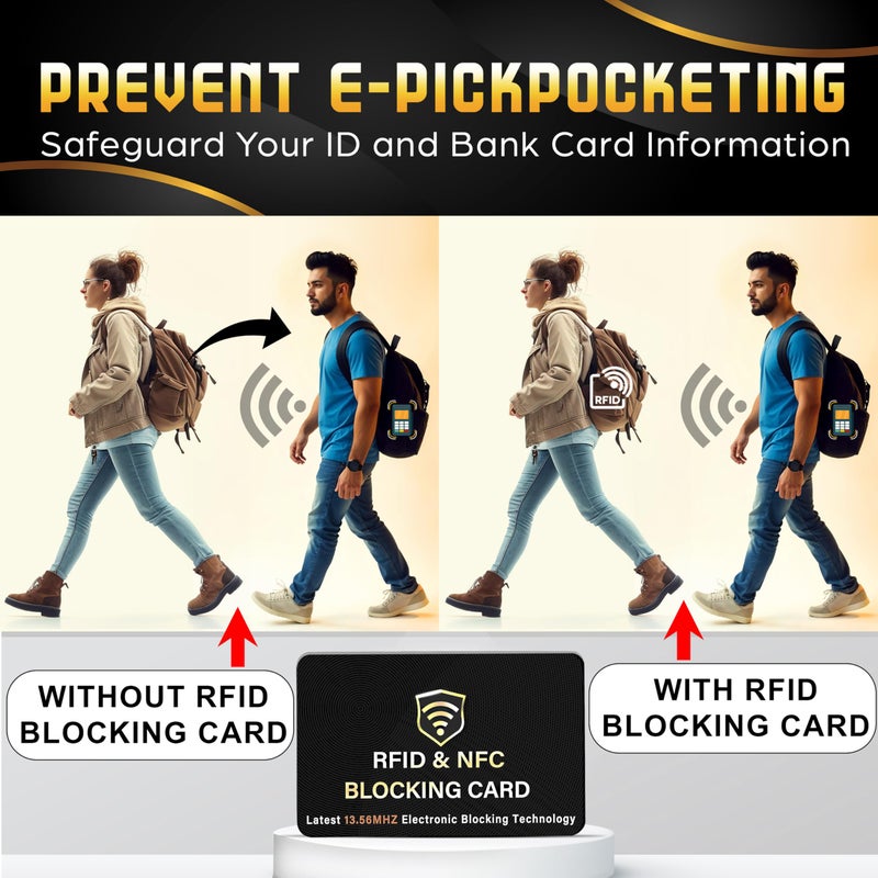 SaiTech IT 5 Pack RFID Blocking Card, One Card Protects Entire Wallet Purse, NFC Contactless Bank Debit Credit Card Protector ID ATM Guard Card Blockerâ€“(Black) - Image 3