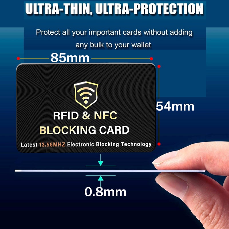 SaiTech IT 5 Pack RFID Blocking Card, One Card Protects Entire Wallet Purse, NFC Contactless Bank Debit Credit Card Protector ID ATM Guard Card Blockerâ€“(Black) - Image 2