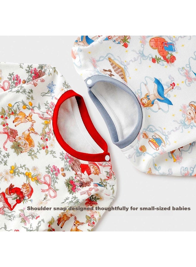 YISHUANGER Yishuang'er Baby Thermal Underwear Set Spring Autumn Winter Baby Round Neck Belly Protection Shirt Whale Size 73 - Image 1