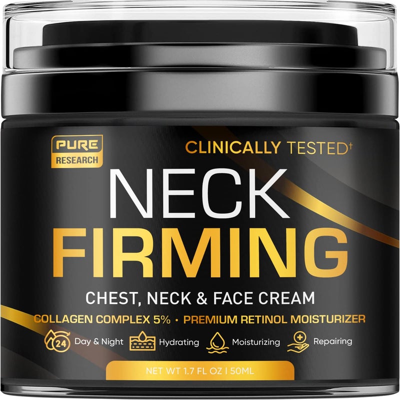 PURE RESEARCH Neck Firming Cream - Anti Wrinkle Cream Day & Night Face Neck and DÃ©colletÃ© Cream - Moisturizing, Lifting & Hydrating - Image 1