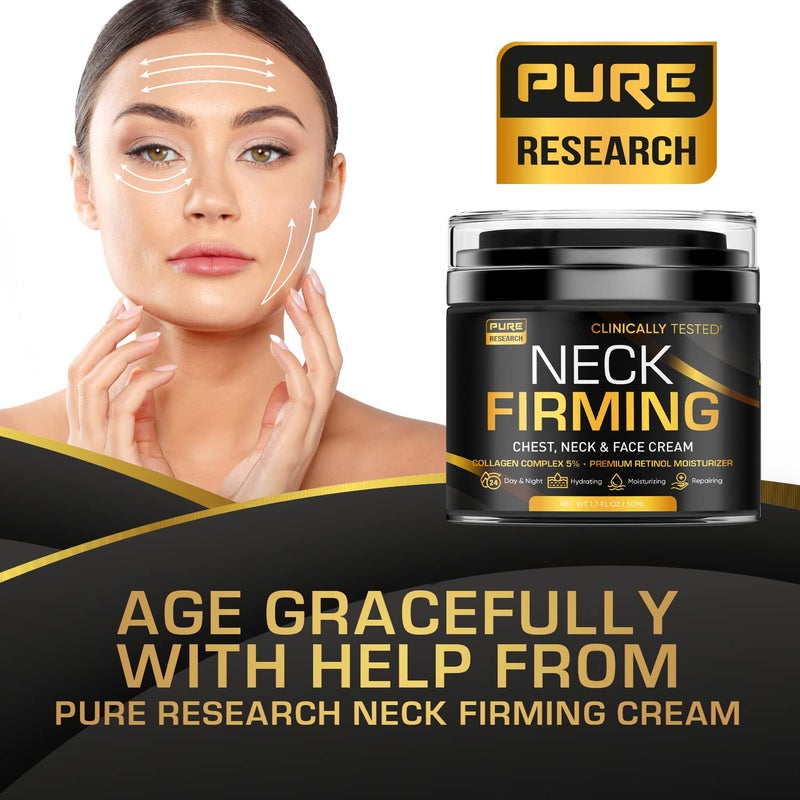 PURE RESEARCH Neck Firming Cream - Anti Wrinkle Cream Day & Night Face Neck and DÃ©colletÃ© Cream - Moisturizing, Lifting & Hydrating - Image 5