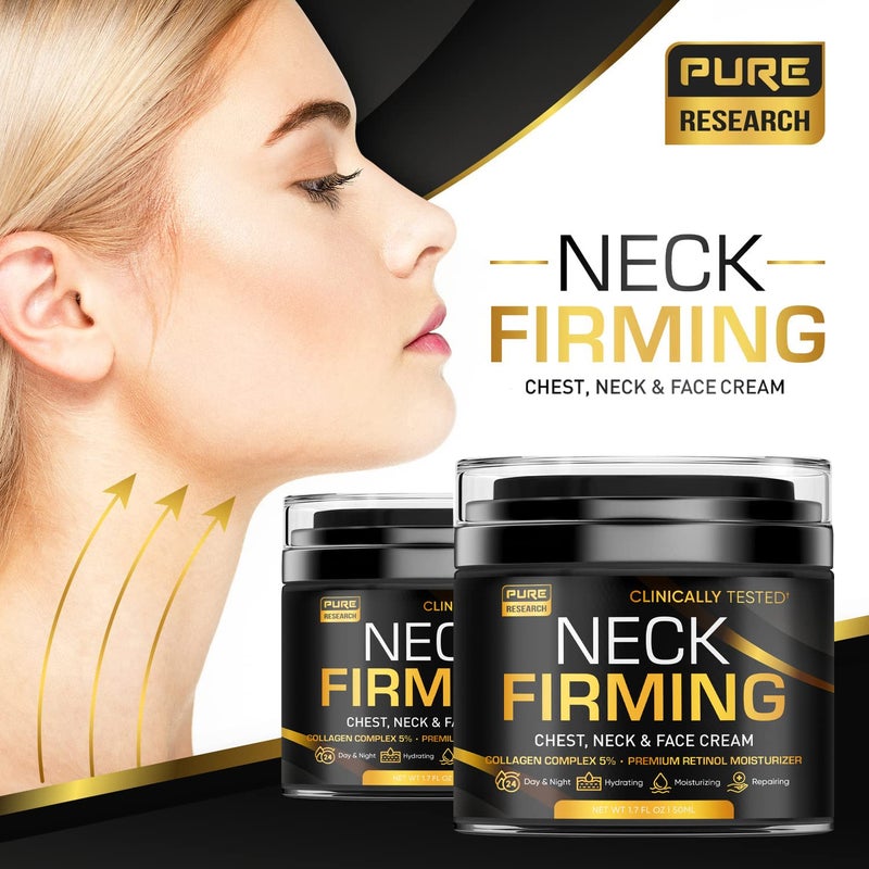 PURE RESEARCH Neck Firming Cream - Anti Wrinkle Cream Day & Night Face Neck and DÃ©colletÃ© Cream - Moisturizing, Lifting & Hydrating - Image 2