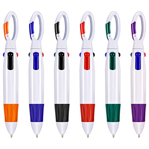 Tatuo 24 Pack Shuttle Pens with Buckle Clip Assortment Retractable Ballpoint Pens 4 Neon Color in One with Buckle Keychain on Top for Back to School Gifts Adults NurseMulticolor - Image 3