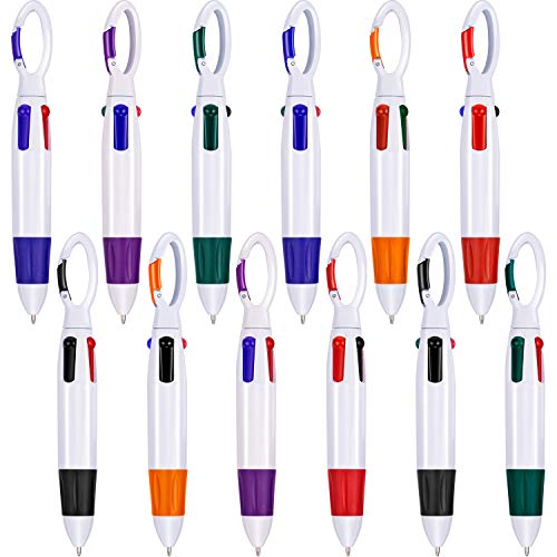 Tatuo 24 Pack Shuttle Pens with Buckle Clip Assortment Retractable Ballpoint Pens 4 Neon Color in One with Buckle Keychain on Top for Back to School Gifts Adults NurseMulticolor - Image 1
