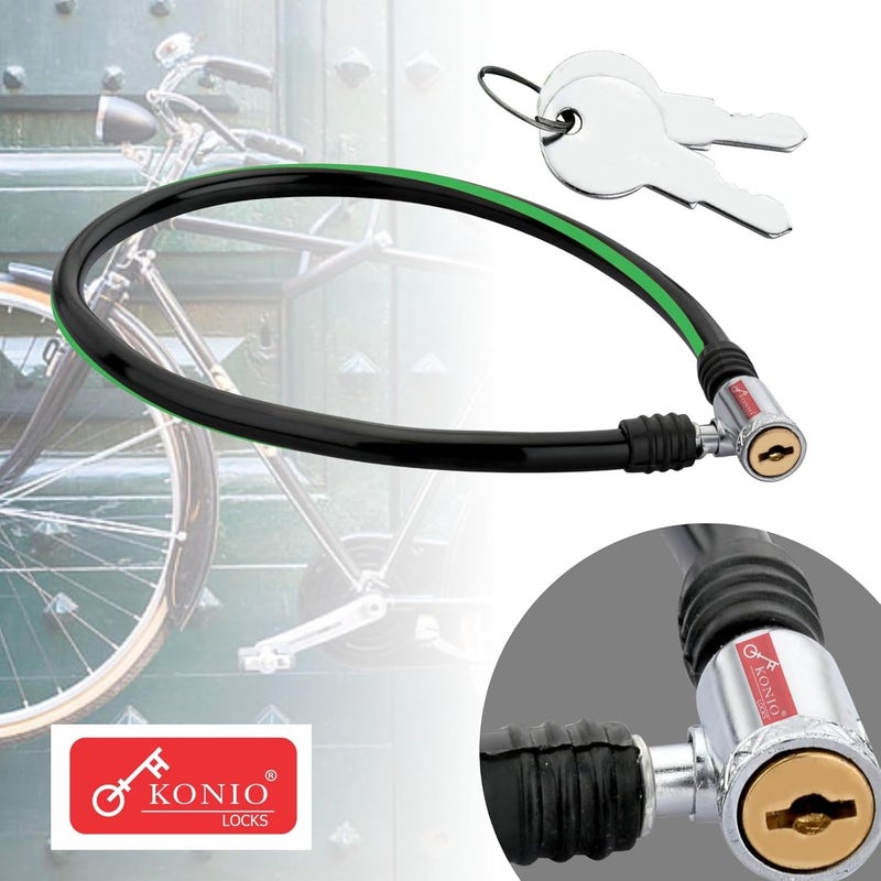 KONIO Heavy Duty Helmet Lock Anti-Theft Multipurpose Iron Cable Safety Lock (Black & Green) Pack-2. - Image 1