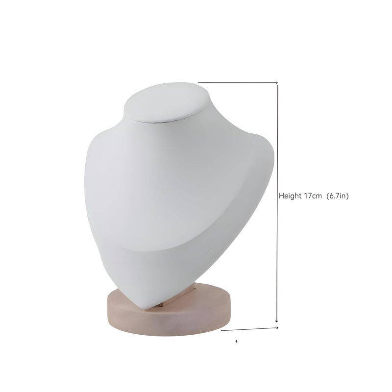 Jewelry Display Box - Velvet-Trimmed 3D Mannequin Stand with Hidden Storage Compartment for Necklaces and Chain Accessories (White, L) - Image 2
