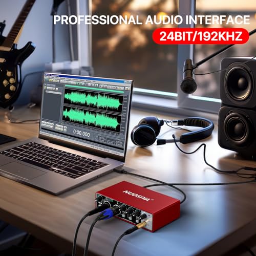 NUOSIYA 2i2 USB Audio Interface for PC Computer Recording Music, Red Guitar Audio Interface for Mac 24Bit/192kHz Podcasting Streaming for Vocalist Producer with 48V Phantom Power - Image 5