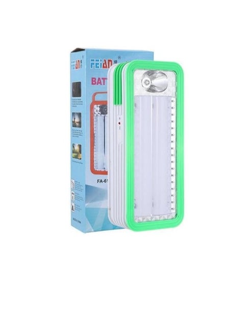 Battery-operated flashlight, model FA-6115, three operating modes, green color