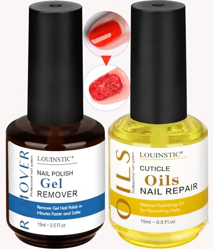 LOUINSTIC Gel Remover for Nails & Cuticle Oil for Nails,Nail Remover Quick Remove Gel Nail Polish within 3-5 mins, Nail Polish Remover removedor de esmalte gel - Image 1