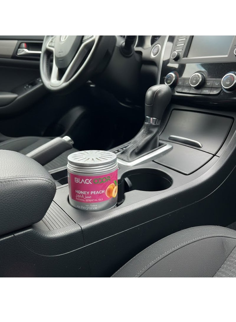 BLACK ODOR Jasmine & Honey Peach Air Freshener Combo for Car Home Office Dashboard Cup Holder Natural Essential Oil Gel Fragrance Long Lasting Odor Eliminator Spill Proof Non Toxic All Weather Aroma Freshener Pack of 2 Pcs Set - Image 4