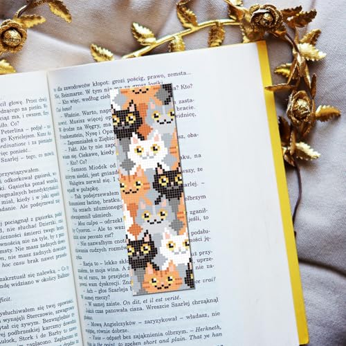 FREEBLOSS 6 Set Cross Stitch Bookmark Kit Stamped Cross Stitch Kit for Beginners Embroidery Set with Instruction for Adults Cute Cats and Dogs 8"*2.4" - Image 5