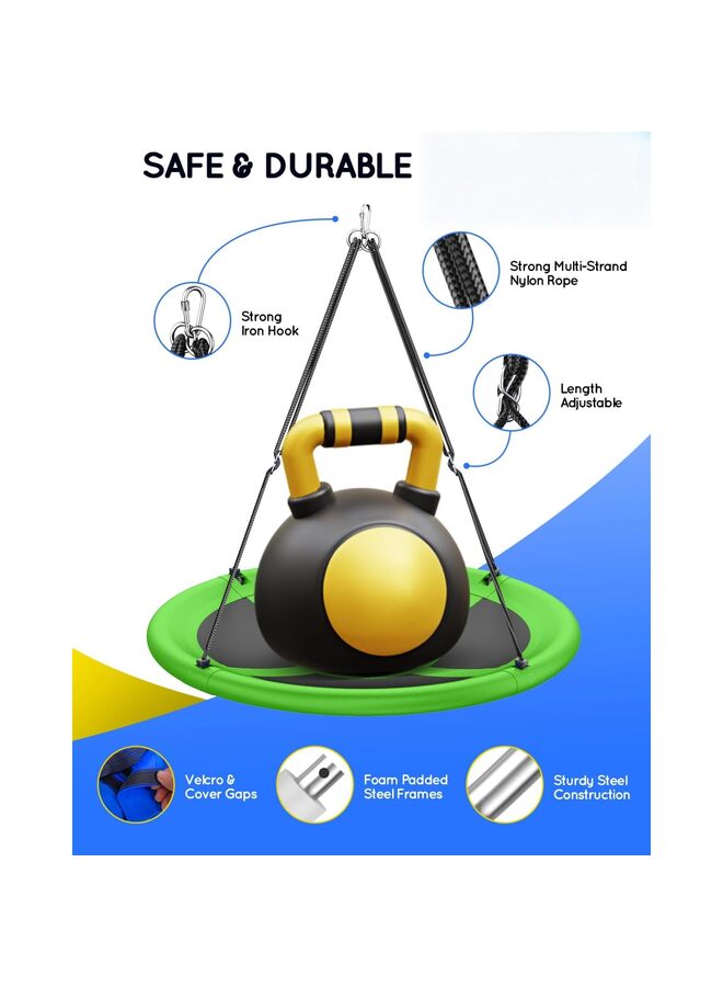 39" Saucer Tree Swing 440lbs Weight Capacity, Waterproof Flying Saucer Swing with Adjustable Hanging Straps, Swing Seats for Backyard Outdoor Indoor Playground, Green - Image 3