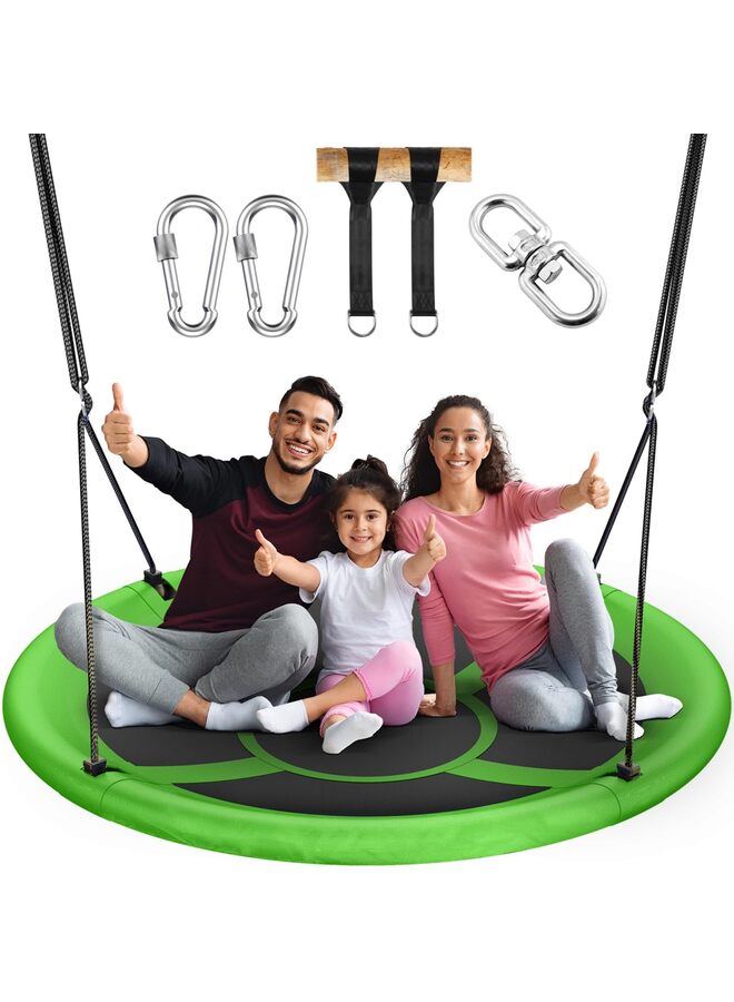 39" Saucer Tree Swing 440lbs Weight Capacity, Waterproof Flying Saucer Swing with Adjustable Hanging Straps, Swing Seats for Backyard Outdoor Indoor Playground, Green - Image 1