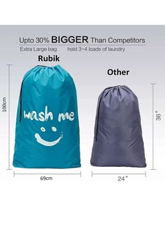 Rubik Wash Me Laundry Bag, Extra Large Machine Washable Travel Dirty Clothes Storage Organizer Basket Drawstring Closure 100 x 69cm  - Image 3