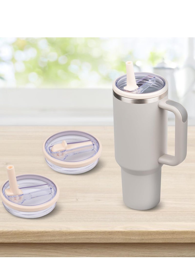 2 Pack 40 Oz Tumbler Flip Straw Lid  Spill Proof Splash Resistant Tumbler Lids Reusable Tumbler Cover（ White）  - Image 4