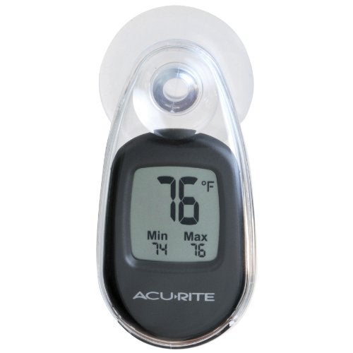 Acurite AcuRite 00318 Indoor Outdoor Suction Cup Digital Thermometer Black 