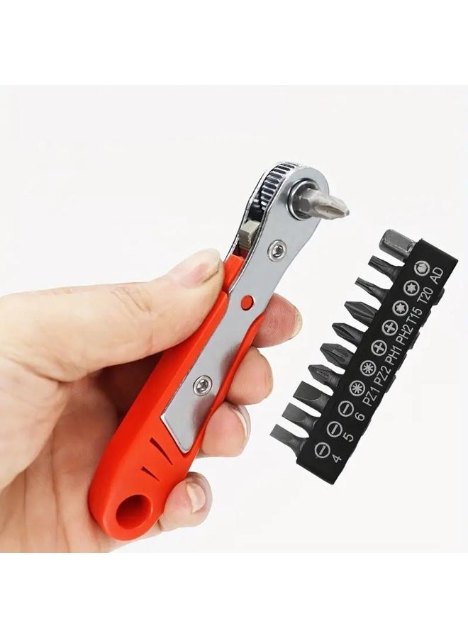 Ratchet Screwdriver, Elbow Wrench, Right Angle, Steel 