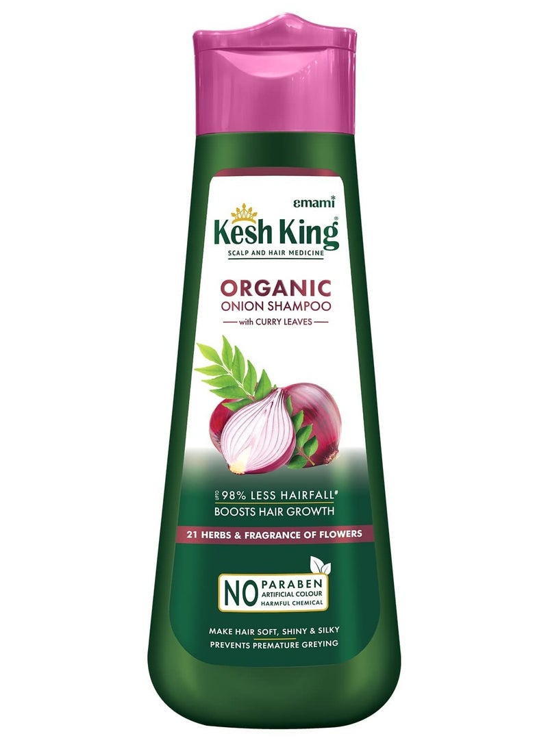 Kesh King Organic Onion Shampoo With Curry Leaves Reduces Hair Fall Upto 98%, Boosts Hair Growth & Keeps Hair Smooth Upto 48Hrs | Repairs Dry & Damaged Hair | Makes Hair Silky & Bouncy - 300ml - Image 1