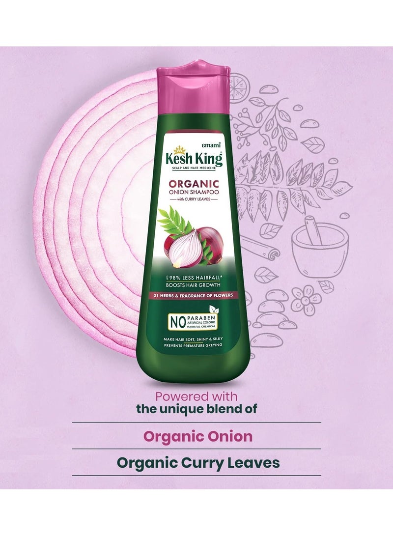 Kesh King Organic Onion Shampoo With Curry Leaves Reduces Hair Fall Upto 98%, Boosts Hair Growth & Keeps Hair Smooth Upto 48Hrs | Repairs Dry & Damaged Hair | Makes Hair Silky & Bouncy - 300ml - Image 3
