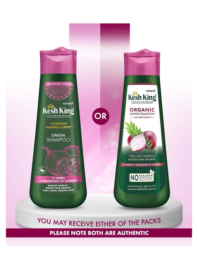 Kesh King Organic Onion Shampoo With Curry Leaves Reduces Hair Fall Upto 98%, Boosts Hair Growth & Keeps Hair Smooth Upto 48Hrs | Repairs Dry & Damaged Hair | Makes Hair Silky & Bouncy - 300ml - Image 4