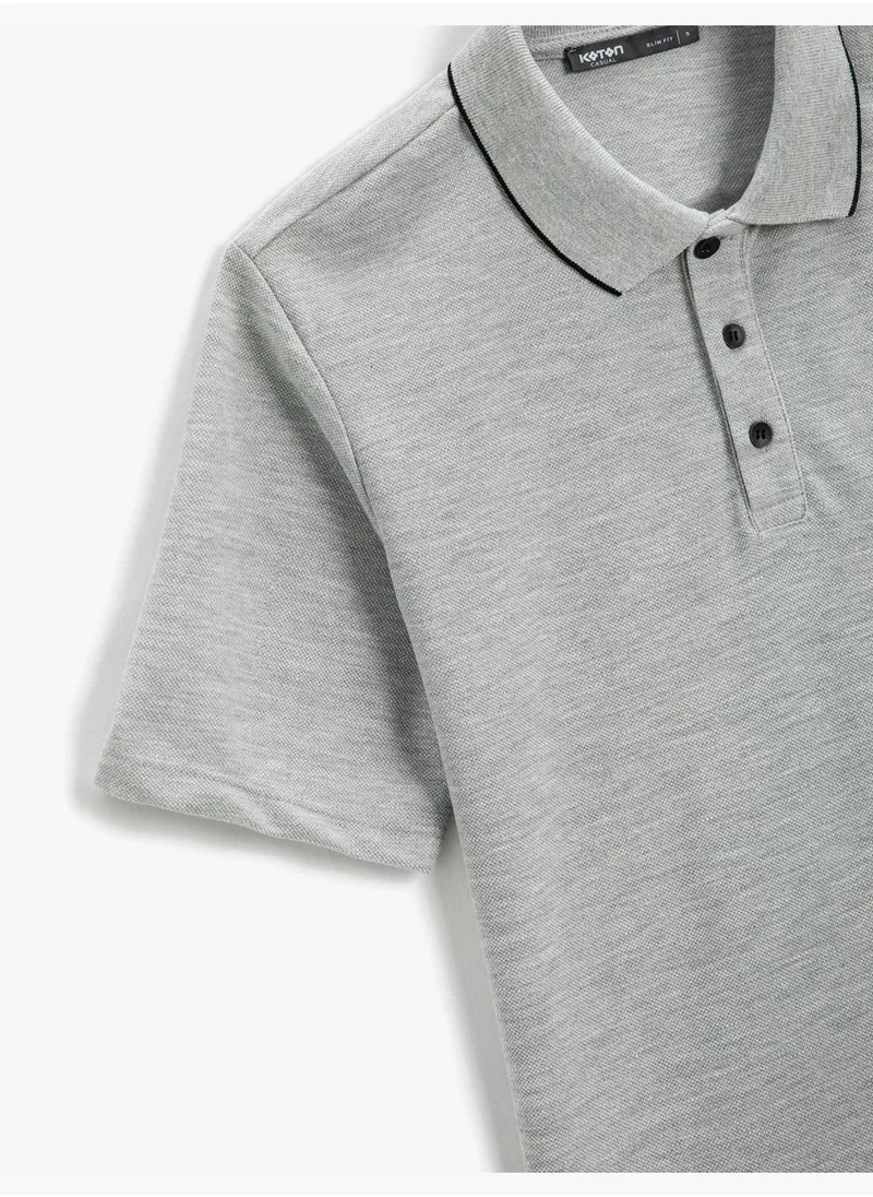 كوتون Polo Neck Long Sleeve T-Shirt